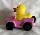 Yellow Rubber Duck In A Pink Squeaking Jeep Ducking Dashboard Ornament