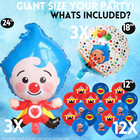18pc Circus Clow Foil Latex Balloons Party Supplies Decoration Theme Baby Plim