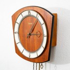 Mid Century Modern Wall Clock Teak Pendulum Weights Kieninger Denmark Chime