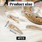 4 Pcs Rhinestone Hair Clips  Water Drop Crystal Hair Barrettes Bling Metal Snap