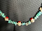 Genuine Turquoise   Coral Sterling Silver Bead Necklace 20 In