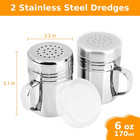 2pcs Stainless Steel Dredge  Salt Pepper Dredge Shakers With Handle  Seasonings