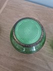 Vintage Art Deco Green Dressing Table Pots   Guilloche Pattern On Lid 