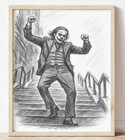 Joker Dancing Drawing Print Sketch 8  X 10  Joker Print Wall Art Home Decor