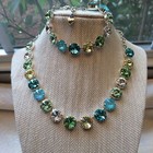 Swarovski Crystal Elements  Necklace   Bracelet Jewelry Set 12mm Soft Shades