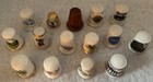 Mixed Lot Of  15 Vintage Souvenir Thimbles Porcelain Wood Metal Usa And Europe