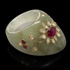 Rare Islamic Handmade Mughal Jade Stone Archer Ring 