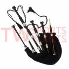 Scottish Highland Rosewood Bagpipe Silver Mounts Black Cover With Bag   Book