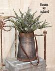 New Farmhouse Primitive Rustic Metal Wall Basket Leather Strap Hanging Bucket