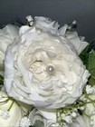 Bridal Bouquet Ivory White Roses Ranunculus Silk Flowers Pearl Center Weddingnew