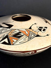 Sylvia Naha  hopi-tewa 1951-1999  Pottery Seed Jar  Lizard-corn-cross Hatching