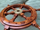 18  Brass Wooden Vintage Ship Steering Wheel Pirate D  cor Wood Fishing Wall Boat