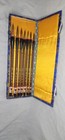 Vintage Natural Set Of Wood Brushes For Chinese Calligraphy In Silk Gift Box