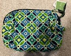 New Vera Bradley Daisy Daisy Medium Cosmetic Makeup Bag Green Blue Nwt