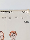 Butterick 7238 Tab Dress Skirt Gathered Full Sewing Pattern Ladies 16 Vtg 50s Uc