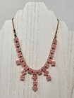 Wonderful Antique Czech Style Choker Necklace With Unusual Pink Glass Settings