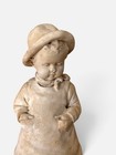 Antique French Art Nouveau Era - Pensive Child Statue Sculpture Late 19th c 1900