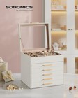 Songmics Gisella - Jewelry Organizer  6 Layer Storage 5 Drawers  White And Gold