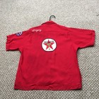 Vintage 50s Texaco Rayon Sport Shirt Mens Medium Boxy Red Loop Collar Bowling