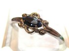Vintage White Gold Plated Sapphire Blue Stone Silver Tn Ring signed 14k Ge Espo