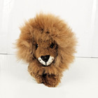 Handmade Real Alpaca Fur Lion Plush Doll Stuff Animal Toy 10 Inch Tall Brown