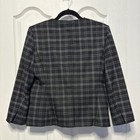 Ann Taylor Black Plaid Blazer Jacket Snap Closure Size 4