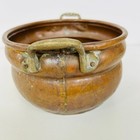 Hand Hammered Copper Pot Rolled Edge Dovetailed Seam Brass Handles 10 5  Vintage