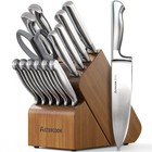 15-piece German Steel Kitchen Knife Set With Block - Professional Chef Cutlery