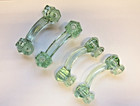 Antique Vintage Lot Of 13  Green Glass Cabinet Pulls Drawer Handles   Knobs