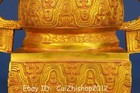 8 6  old Dynasty Bronze Ware Gilt Inscription Dragon Ear Incense Burner Censer