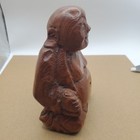 Vintage Hand Carved Wooden Wood Happy Laughing Buddha Statue 4 25  Personalized