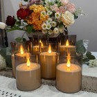 6pcs Flameless Candles Gray Acrylic With Remote Control And Timer  Battery Op   