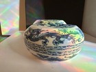 Vtg Hong Horizons Blue White Porcelain Ingot Box Longqing Dragon Repro 1000 1000