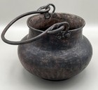 Antique Hand Hammered Copper Cauldron With Handle