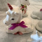 Vintage Unicorn Pegasus Figurine Set Ceramic Porcelain Rainbow Gold 6pc Lot
