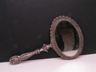 Vintage Silver-tone Handheld Double Sided Oval Vanity Mirror 5 5  X 9 5 