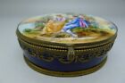 French C 1898 Antique Cobalt Blue Ormolu Lovers   Dog Animal Rare Box France 
