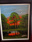Al Black Signed  florida Highwaymen  Birds   Trees Over Water Oil On Board