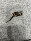 Vintage Figural Enamel And Crystal Jeweled Macaw Parrot Brooch Bird Brooch