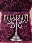 Vintage Menorah With Velvet Storage Box Hanukkah