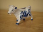 Vintage Porcelain Ceramic Blue Cow Creamer Hand Painted 6  Holland Windmill