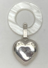 Lullaby Sterling 1934 Heart Shaped   Mother Of Pearl Baby   s Teething Ring Rattle