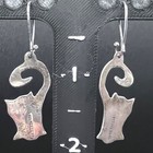 Vtg Mexico Sterling Silver Cat Earrings Dangle Drop Anthropomorphic Figural 5g