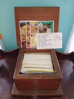 Vtg Rustic Country Handmade Wood Recipe Storage Box Full Of Recipes 3 5 X 5