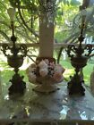 One Antique Vintage Victorian Art Nouveau Heavy Metal Bronze Cherub Lamp