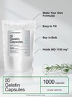 Clear 00 Empty Capsules   1000 Gelatin Capsules   Resealable Bag   By Horbaach