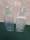 Lot Of 2 Antique Aqua Blue Glass Medicine Pharmacy Bottles Jars 5  