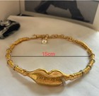 Schiaparelli Retro Charm Exquisite Gold Tone Crystal Sexy Lips Necklace Collar