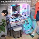 Vanity With Mirror And Led Lights Dressing Table Makeup Table Set With Stool