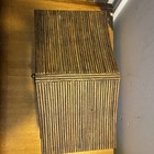 Vintage Wooden Bamboo   Wood Trinket Box  Hinged Lid Hook Closure  Brown black